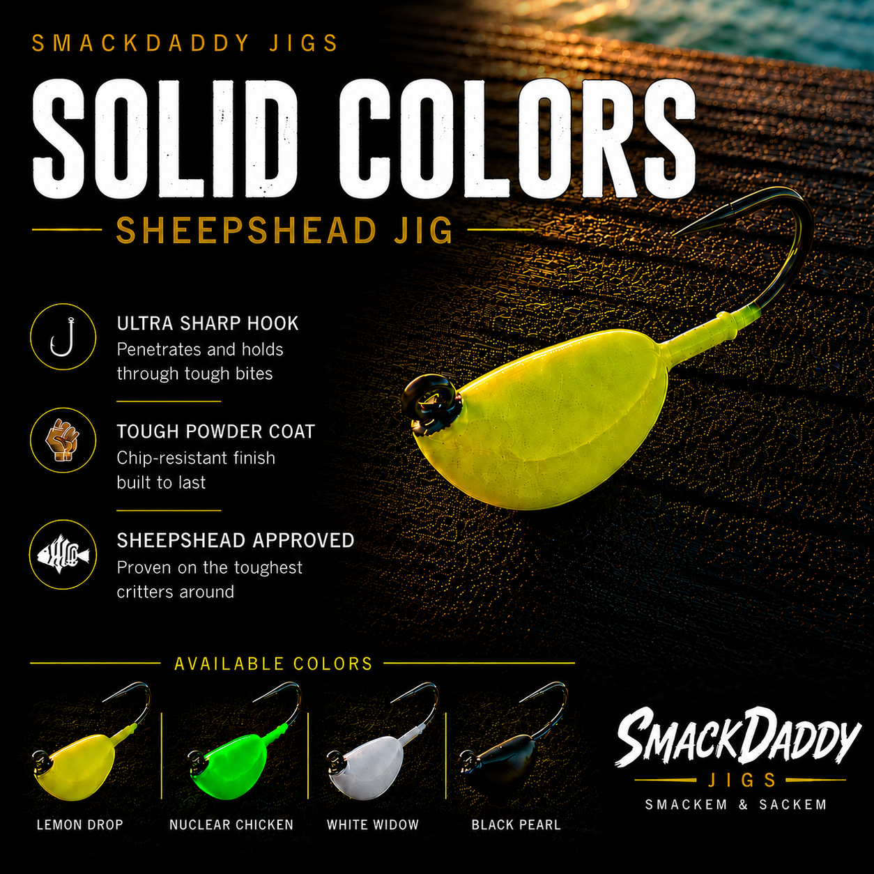 SMACKDADDY JIGS SOLID COLORS, 2/PK
