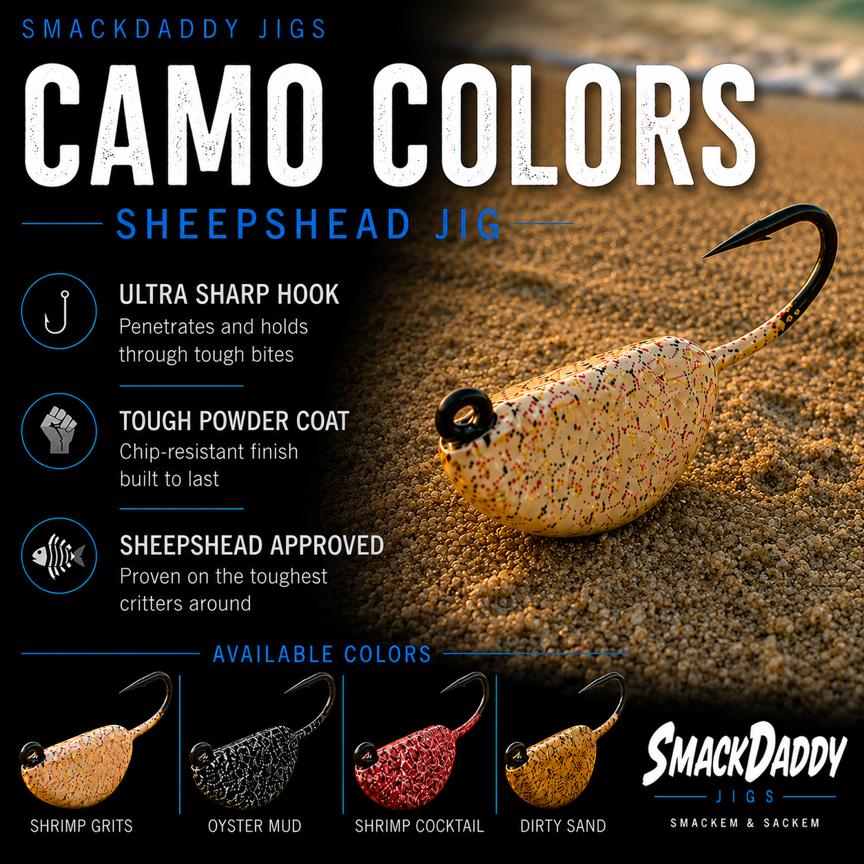 SMACKDADDY JIGS CAMO COLORS, 2/PK